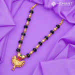 Elegant Black Bead Mangalsutra with Ruby Pendant 151