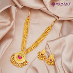 Kolhapuri Jondhale Pot Saj Laxmi Pendant Thushi | जोंधळे पोत ठुसी (with earrings)