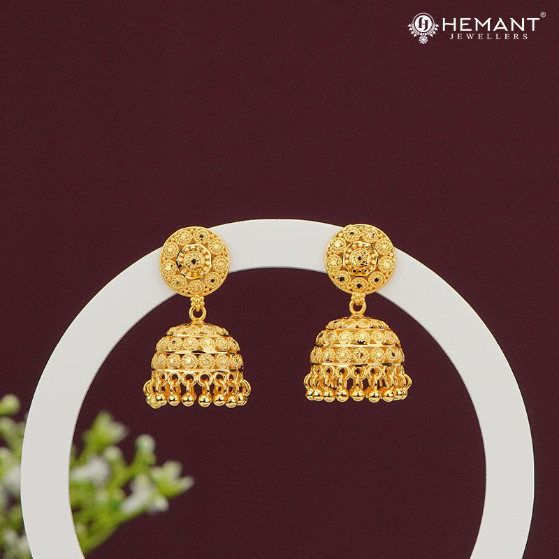Forming Gold Jhumka Earrings  – Traditional Zumka Design 1537