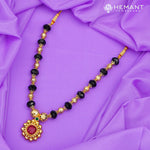 Elegant Black Bead Mangalsutra with Ruby Pendant