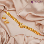 Traditional Maharashtrian Kolhapuri Thushi Patta Golden Karwari Pan RG With Earrings