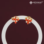 Micro Gold Plated Cluster Ear Tops with Powala & Pearl Beads – 1686