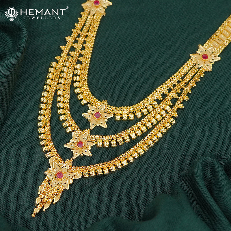 Forming Gold 3 Step Rani Haar with Floral Pattern (171)