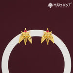 Micro Gold Plated Chandrakor Ear Tops with 3-Leaf Drop Design – 1900