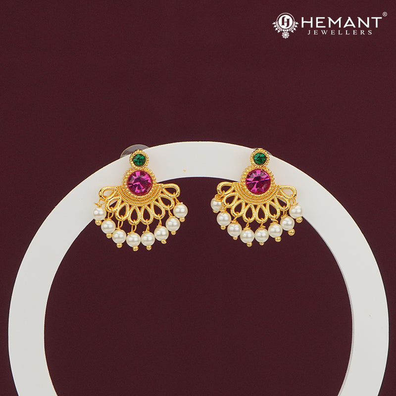 Micro Gold Plated Butterfly Pearl Drop Earrings – 2116