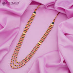 Traditional Maharashtrian Kolhapuri Spot Mala Ruby Green Color 3 Line - 2239