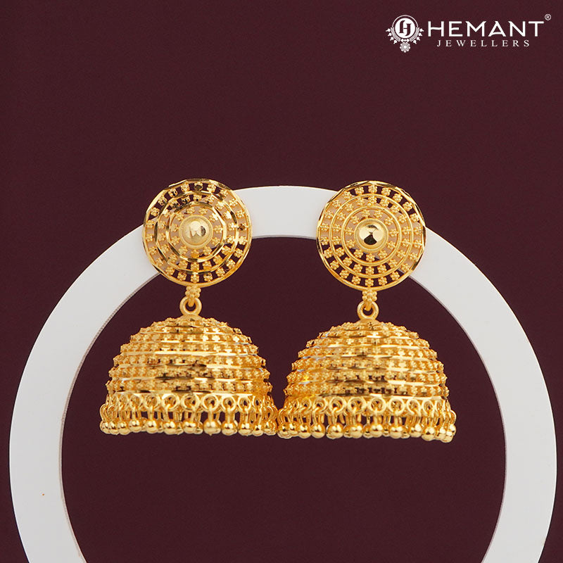 Forming Gold Jhumka Earrings 2299