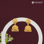 Forming Gold Jhumka Earrings with Floral Stud – Elegant Traditional Dome 2483
