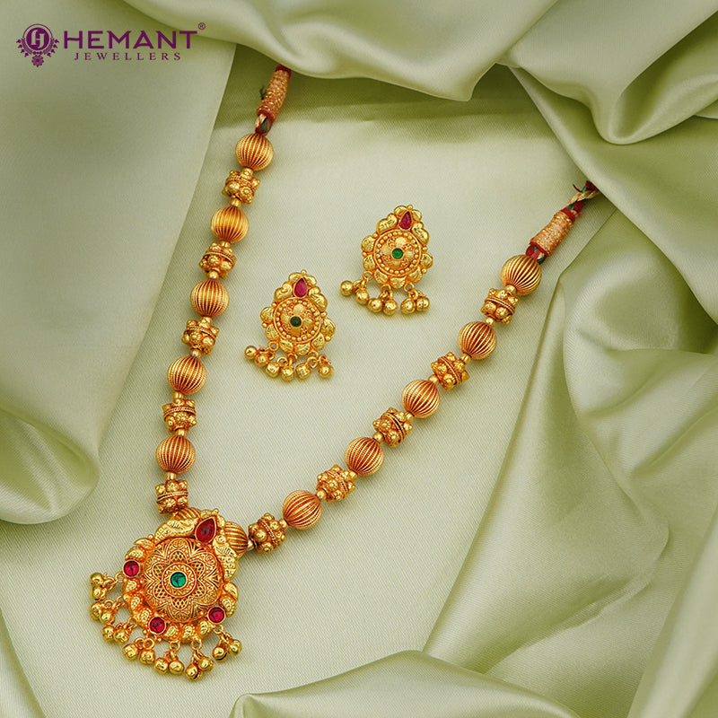 Traditional Topra Mala Antique Pendal Geru Finished with Earrings
