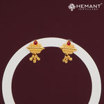 Micro Gold Plated Taviz Earrings with Red Stone Accent – 2845
