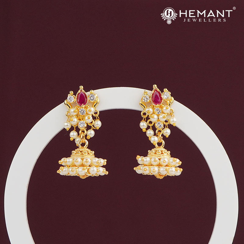 Japan Cultured Pearl-Studded Jhumka Earrings 3033