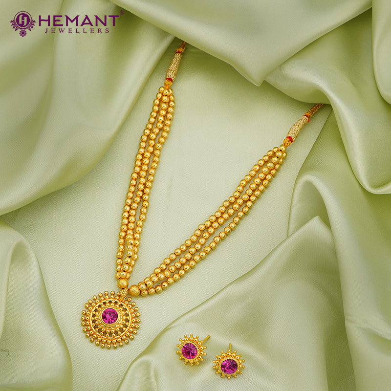 Chex Mani 3 Line Mala with Saj Rava pendant (with earring)