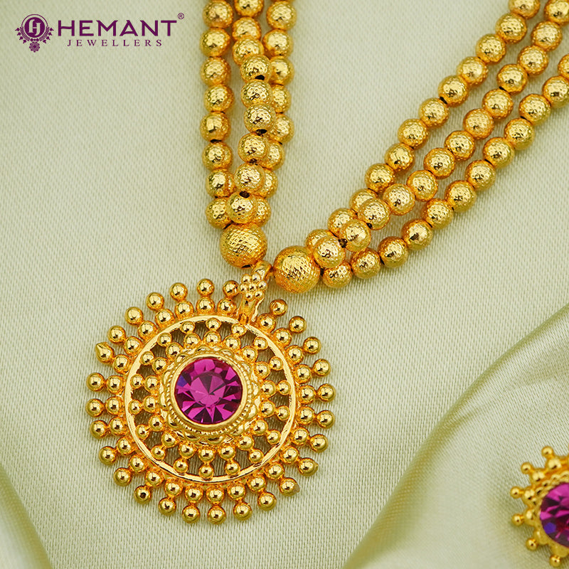 Chex Mani 3 Line Mala with Saj Rava pendant (with earring)