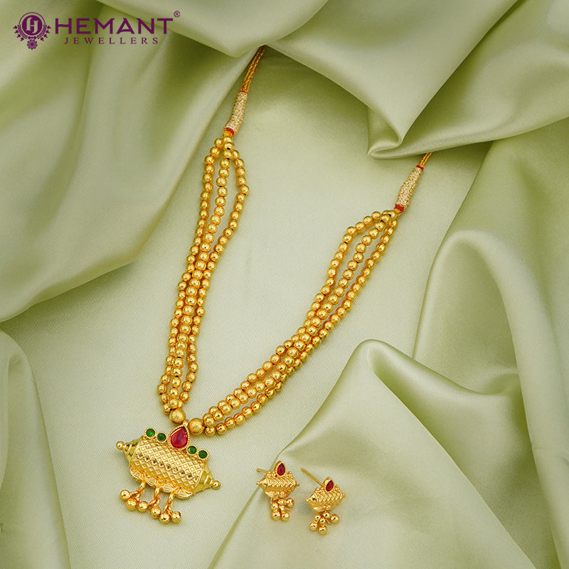 Chex Mani 3 Line Mala Taviz (with earring)