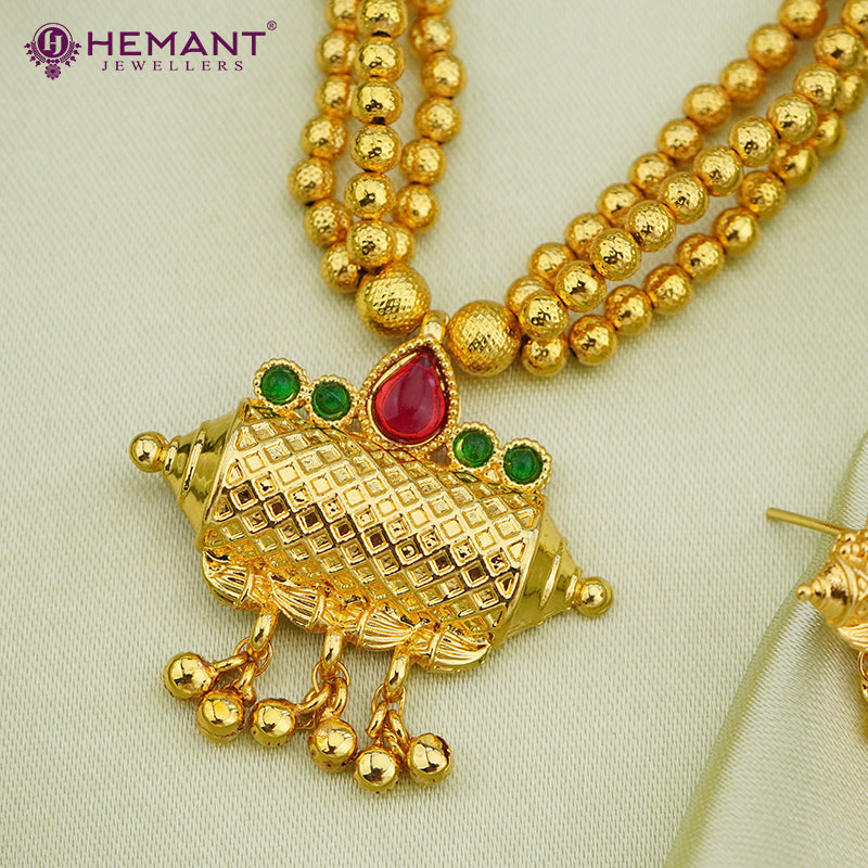 Chex Mani 3 Line Mala Taviz (with earring)