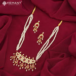 Traditional Maharashtrian Moti Mala 3 Line Puneri 5 Stone II (with earrings)