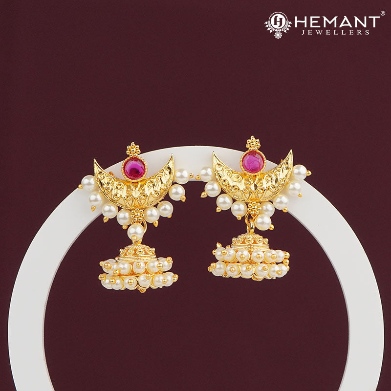 Japan Cultured Pearl-Studded Jhumka Earrings 3644