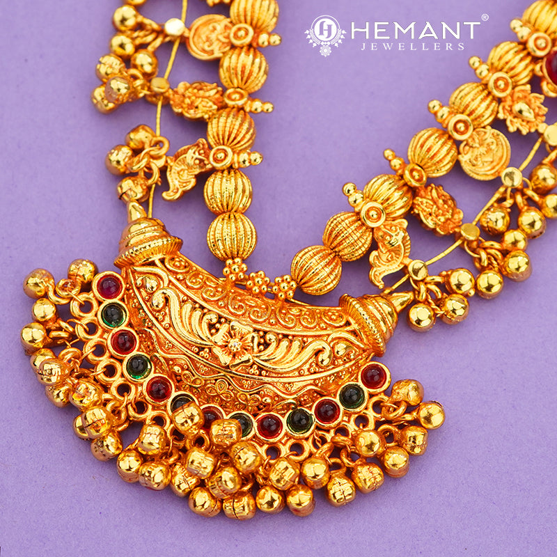 Traditional Maharashtrian Kolhapuri Antique Finish Saaj Geru 5 Panadi 29 Pan Boat (with earrings)