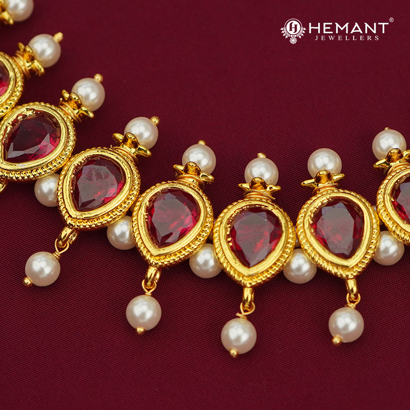 Traditional Maharashtrian Chinchpeti Moti Haar 17 Puneri Panadi with Earrings