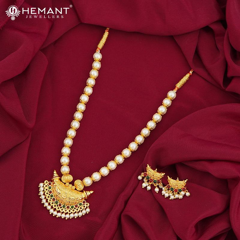 Traditional Maharashtrian Moti Mala 8 MM Boat (with earrings)