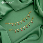 Traditional Maharashtrian Kolhapuri Micro Gold Plated Kan Chain Moti Disco Latkan