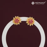Traditional Red Stone Stud Earrings – 3846