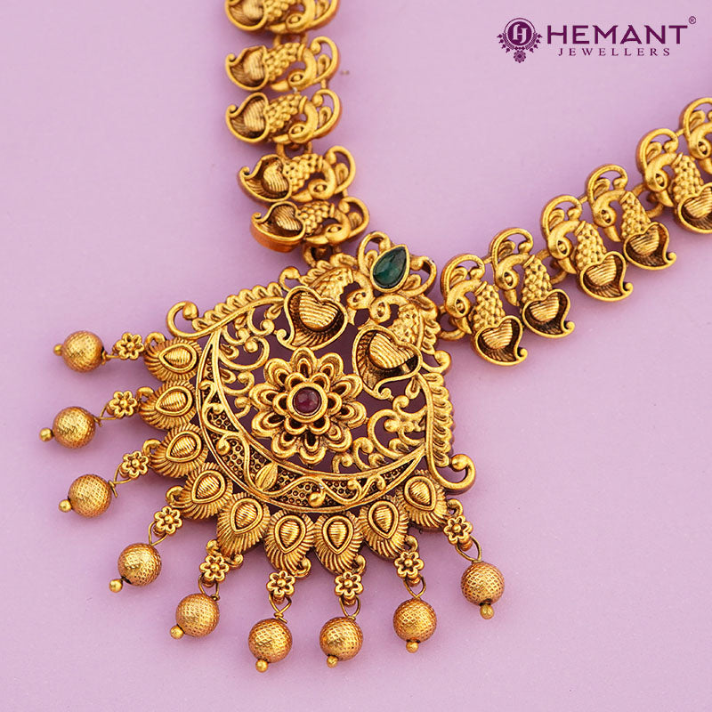 South Indian Temple Necklace Set Combo | Premium Gold Plated Bridal Set 3925