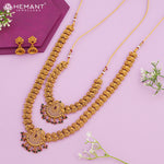 South Indian Temple Necklace Set Combo | Premium Gold Plated Bridal Set 3928