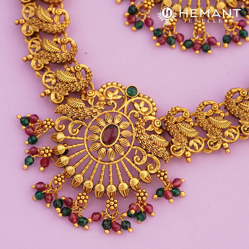 South Indian Temple Necklace Set Combo | Premium Gold Plated Bridal Set 3928