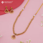 Antique-Finish Leaf Motif Necklace Set with Pearl Drops 3951,56,4023
