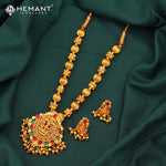 Goddess Lakshmi Temple Necklace Set – Antique Micro Gold Plated - 4129