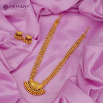Traditional Maharashtrian Kolhapuri Micro Gold Plated Dot Mala 6 Line 3 MM Boat Short with Earrings