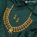 Traditional Maharashtrian Kolhapuri Peti Har 4 Paan Peacock 7 Stone (with earrings)