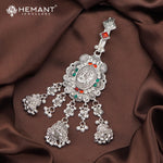 Antique Silver-Finish Challa Juda with Engraving & Hangings – 4180
