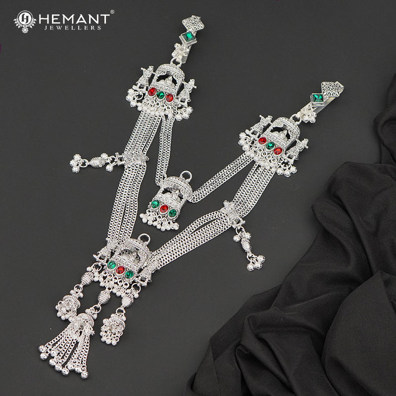 Traditional Oxidized Silver-Tone Dulhan Doli Design Mekhala โ Bridal Waist Ornament โ 4187