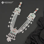 Traditional Oxidized Silver-Tone Floral Design Mekhala – Bridal Waist Ornament – 4188