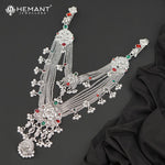 Traditional Oxidized Silver-Tone Floral Design Mekhala – Bridal Waist Ornament – 4189