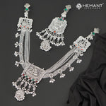 Traditional Oxidized Silver-Tone Radha Krishna Motif Mekhala with Matching Juda – Bridal Waist Ornament – 4191