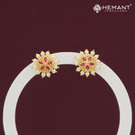 Round Floral Pearl Stud Earrings – 4232