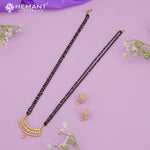 Gold-Plated Designer Mangalsutra Set with Crescent Pendant – Maharashtrian Black Bead Chain 4250