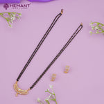 Gold-Plated Designer Mangalsutra Set with Crescent Pendant 4251