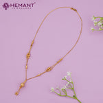 Delicate Gold Plated Chain with Carved Beads & Central Textured Ball Drop - 4293