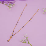 Delicate Gold-Plated Black Bead Mangalsutra with Pendant – 4299