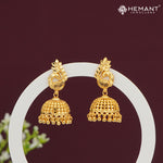 Forming Gold Peacock Jhumka Earrings with Dome & Bead Drops – 4304