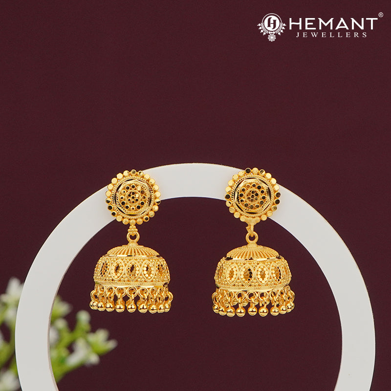 Traditional Forming Gold Plated Dome Jhumka Earrings – 4314