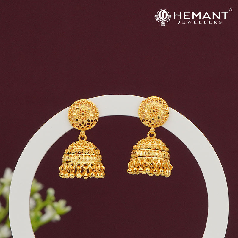 Forming Gold Plated Temple Jhumka Earrings – 4315