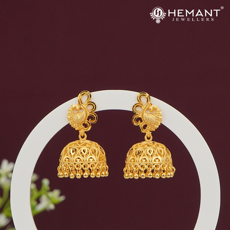 Forming Gold Peacock Jhumka Earrings – 4317