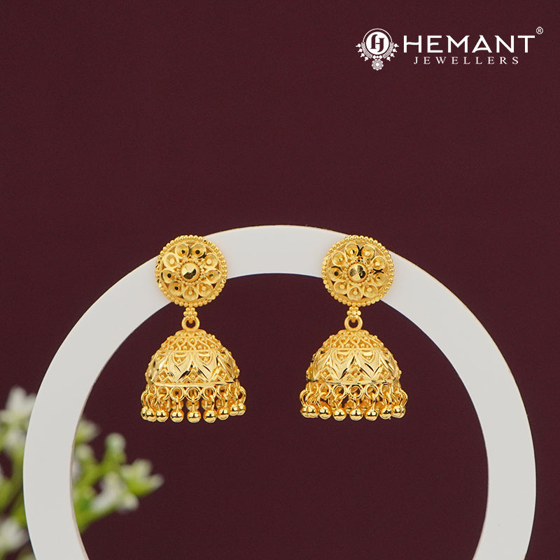 Forming Gold Traditional Jhumka Earrings – 4318 – Hemant Jewellers