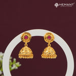 Forming Gold Ruby Dome Jhumka Earrings – 4321