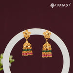 Forming Gold Jhumka with Multicolor Beads – 4334